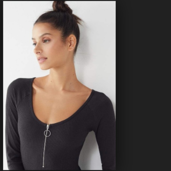 Out from Under Bree Zip-Up Bodysuit Black Long Slv - Picture 4 of 8
